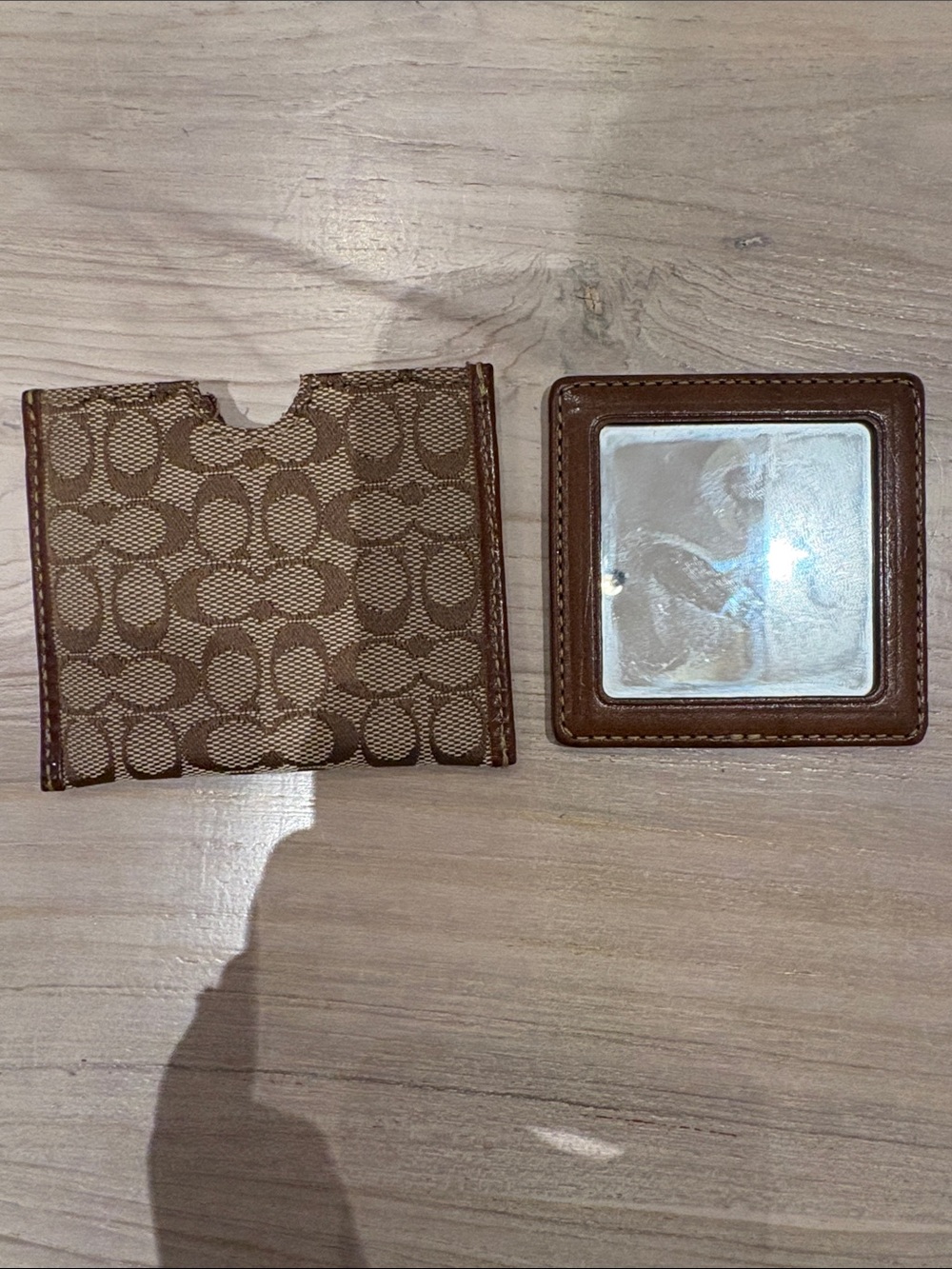 Vintage Coach Brown Signature Sleeve with Mirror